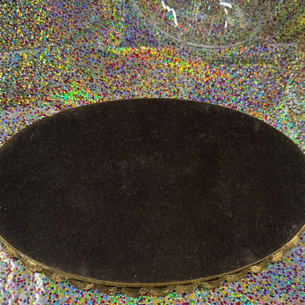 Elegant Gold Oval vintage perfume tray Mirror 12” 7” - Picture 4 of 7